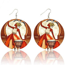 Load image into Gallery viewer, Africa Tribal Wooden Drop Earrings
