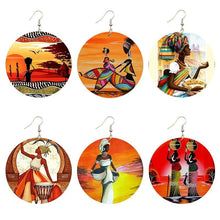 Load image into Gallery viewer, Africa Tribal Wooden Drop Earrings
