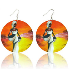 Load image into Gallery viewer, Africa Tribal Wooden Drop Earrings
