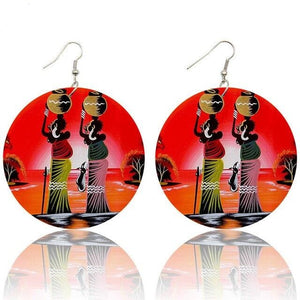 Africa Tribal Wooden Drop Earrings