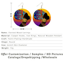 Load image into Gallery viewer, African Woman Printed Portrait Earrings
