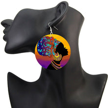 Load image into Gallery viewer, African Woman Printed Portrait Earrings
