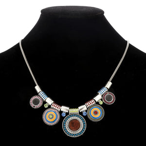 Bohemian Necklace  Silver Plated bright colour