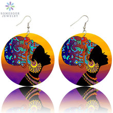 Load image into Gallery viewer, African Woman Printed Portrait Earrings
