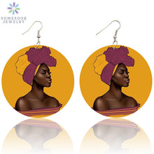 Load image into Gallery viewer, African Woman Printed Portrait Earrings
