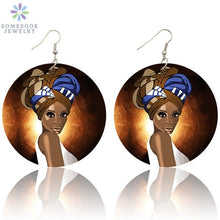 Load image into Gallery viewer, African Woman Printed Portrait Earrings
