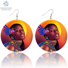 Load image into Gallery viewer, African Woman Printed Portrait Earrings
