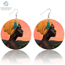 Load image into Gallery viewer, African Woman Printed Portrait Earrings
