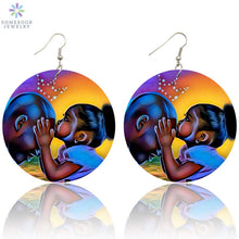 Load image into Gallery viewer, Afro Natural Hair Painted Wood Drop Earrings
