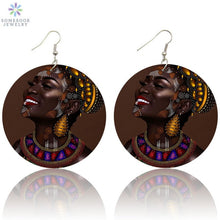 Load image into Gallery viewer, Afro Natural Hair Painted Wood Drop Earrings
