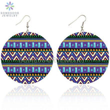 Load image into Gallery viewer, Round African Prints Wooden Drop Earrings
