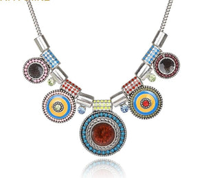 Bohemian Necklace  Silver Plated bright colour